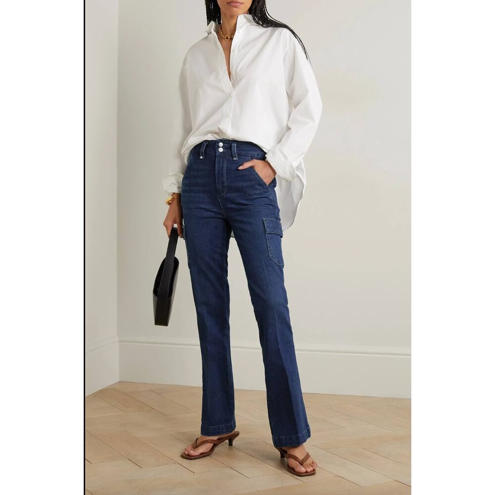 Paige Dion Cargo Trouser Flare‎ Jeans dark was size 24 NEW
